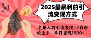 2025年最暴利的引流变现方式,负债人群引流变现,小白轻松上手,日入1k-阳知网创资源库