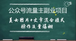 公众号流量主副业项目,美女图片+文章混合模式操作流量爆棚-阳知网创资源库
