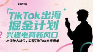 TikTok出海掘金计划,兴趣电商新风口,出海抢占坑位,实现TikTok电商爆单-阳知网创资源库