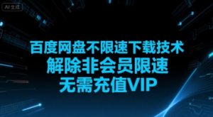 百度网盘不限速下载技术,解除非会员限速,无需充值VIP-阳知网创资源库