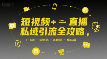 短视频+直播私域引流全攻略,IP打造 +视频引流 +直播引流 +私域沉淀-阳知网创资源库