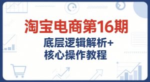 淘宝电商第16期,底层逻辑解析+核心操作教程,运营、推广提升能力的必学课程+配套资料-阳知网创资源库