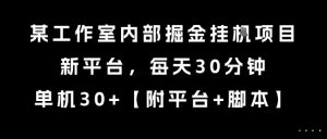 某工作室内部掘金挂G项目，新平台，每天30分钟，单机30+【揭秘】-阳知网创资源库