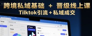 跨境私域基础+晋级线上课，Tilktok引流+私域成交-阳知网创资源库
