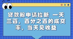贷款粉申请拉新，一天三张，百分之百的成交率，当天见收益【揭秘】-阳知网创资源库