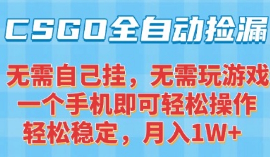 CSGO自动捡漏项目,最新独家玩法,一个手机可操作,新手小白轻松月入1W+,操作简单易上手【揭秘】-阳知网创资源库