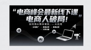电商峰会最新线下课,电商人破局,如何用AI降本增效,AI应用-全域推广-直播运营-付费流量-阳知网创资源库