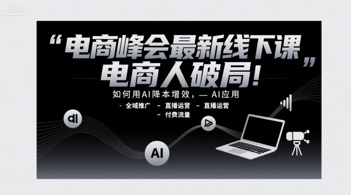 电商峰会最新线下课,电商人破局,如何用AI降本增效,AI应用-全域推广-直播运营-付费流量-阳知网创资源库
