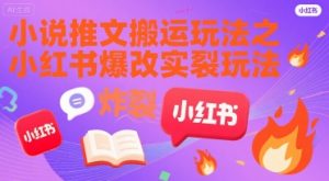 小说推文搬运玩法之小红书,小红书爆改实长炸裂玩法-阳知网创资源库