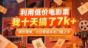 利用低价电影票,我十天搞了7k+,操作简单,小白零成本无门槛上手【揭秘】-阳知网创资源库