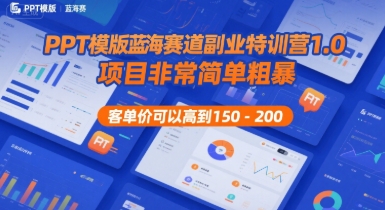 PPT模版蓝海赛道副业特训营1.0,项目非常简单粗暴,客单价可以高到150-200-阳知网创资源库