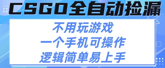 CSGO自动捡漏项目,最新独家玩法,不用挂G不用玩游戏,一个手机即可操作,新手小白轻松月入1W+【揭秘】-阳知网创资源库