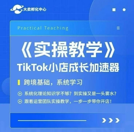 大卖家孵化中心TikTok实操课,TikTok小店成长加速器,跨境基础系统学习,一步一步带你开店-阳知网创资源库