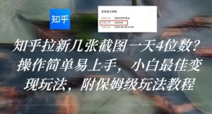 知乎拉新几张截图一天4位数？操作简单易上手，小白最佳变现玩法，附保姆级玩法教程-阳知网创资源库