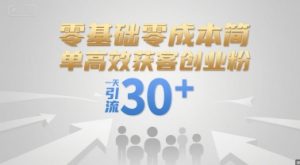零基础零成本简单高效获客创业粉，一天引流30+-阳知网创资源库