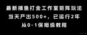 最新捕鱼打金工作室矩阵玩法，当天产出5张+，已运行2年，从0-1保姆级教程【揭秘】-阳知网创资源库