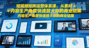 短视频矩阵运营体系课,从素材+内容生产角度快速放大你的商业结果-阳知网创资源库