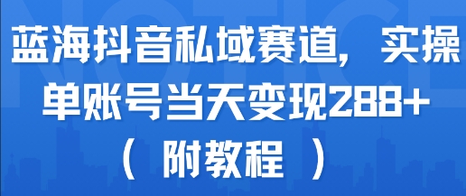 蓝海抖音私域赛道，实操单账号当天变现288+(附教程)-阳知网创资源库