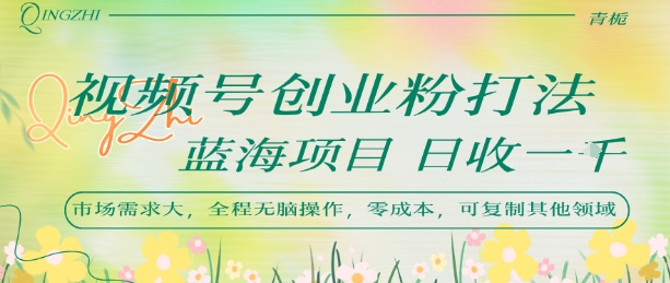 视频号创业粉打法，日入1k，蓝海项目，市场需求大，全程无脑操作，可复制-阳知网创资源库