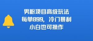 男粉项目高级玩法,每单899,冷门暴利,小白也可操作-阳知网创资源库