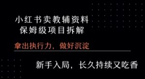 小红书卖小学教辅资料 保姆级项目拆解 1次课程彻底讲清楚!-阳知网创资源库
