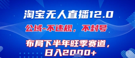 淘宝无人直播12.0,不封号,不违规,布局下半年旺季赛道,日入1k+(独家技术)【揭秘】-阳知网创资源库
