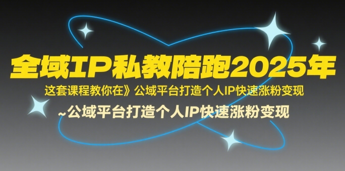 全域IP私教陪跑2025年,这套课程教你在公域平台打造个人IP快速涨粉变现-阳知网创资源库