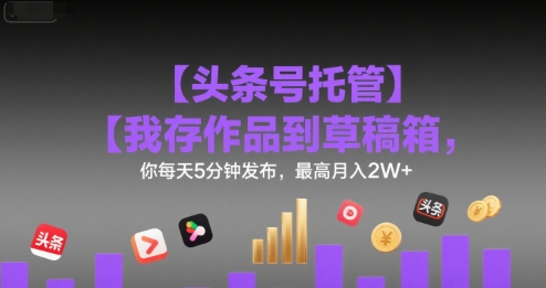 【头条号托管 】我存作品到草稿箱,你每天5分钟发布,最高月入2W+【揭秘】-阳知网创资源库