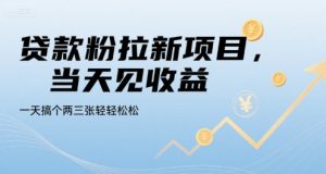 贷款粉拉新项目，当天见收益，一天搞个两三张轻轻松松【揭秘】-阳知网创资源库