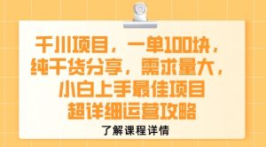 千川项目,一单1张,纯干货分享,需求量大,小白上手最佳项目,超详细运营攻略-阳知网创资源库