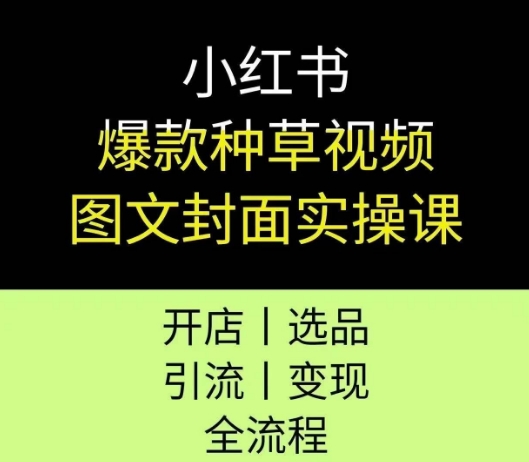 小红书爆款种草视频图文封面实操课,开店、选品、引流、变现全流程-阳知网创资源库