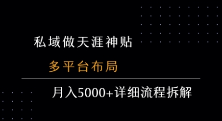 私域做天涯神贴 多平台布局 月入5k+详细流程拆解-阳知网创资源库