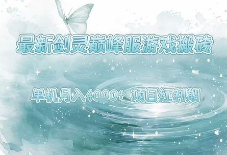 最新剑灵巅峰服游戏搬砖，项目红利期，单机稳定月入4k+操作简单好上手【揭秘】-阳知网创资源库