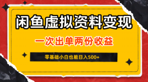 闲鱼虚拟资料新变现玩法,信息差项目,一次出单两份收益,无需囤货,可批量矩阵,零基础小白也能日入5张-阳知网创资源库