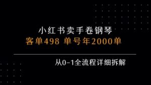 小红书私域卖手卷钢琴,客单498,单号年销2000单,从0-1全流程详细拆解-阳知网创资源库