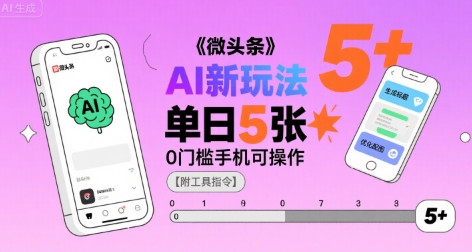 微头条AI新玩法,小白单日5张+,0门槛手机可操作【附工具指令】-阳知网创资源库