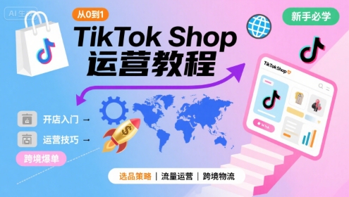 TikTok Shop从0到1运营教程,TikTok跨境电商新手必学课程-阳知网创资源库