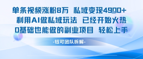 单条视频私域变现4.9k+利用AI做私域玩法 已经开始火热0基础也能做的副业项目轻松上手-阳知网创资源库