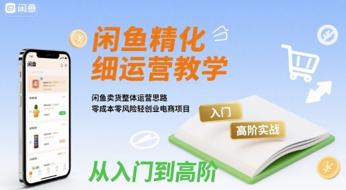 闲鱼精细化运营入门+高阶实战教学,闲鱼卖货整体运营思路,零成本零风险轻创业电商项目-阳知网创资源库