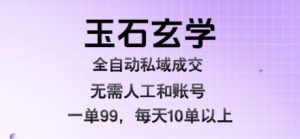 玉石玄学全自动私域成交,一单99每天十单以上,无需人工和矩阵账号,蓝海项目直接干【揭秘】-阳知网创资源库