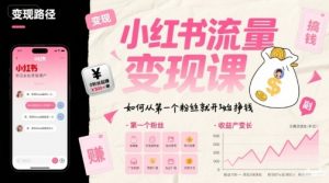 小红书流量变现课,如何从第一个粉丝就开始挣钱-阳知网创资源库
