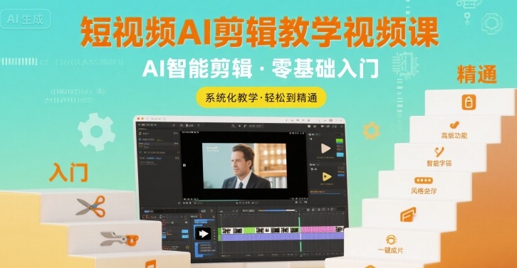 短视频AI剪辑教学视频课，入门到精通-阳知网创资源库
