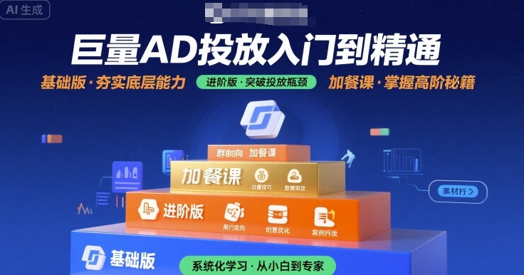 巨量AD投放入门到精通,基础版+进阶版+加餐课-阳知网创资源库