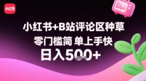 小红书+B站评论区种草，零门槛简单上手快 ，1分钟一单，只需复制粘贴评论就有钱-阳知网创资源库