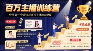 百万主播训练营,全网第一个最实战系统主播培养课程-阳知网创资源库
