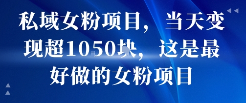 私域女粉项目，当天变现超1k，这是最好做的女粉项目，可放大操作-阳知网创资源库