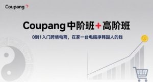 Coupang中阶班+高阶班，0到1入门跨境电商，在家一台电脑挣韩国人的钱-阳知网创资源库