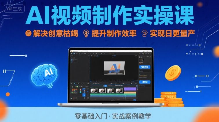 Ai视频制作实操课,解决创意枯竭、效率低下痛点,实现日更量产可持续变现-阳知网创资源库