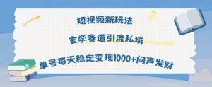 短视频新玩法玄学赛道引流私域单号每天稳定变现1k+闷声发财-阳知网创资源库