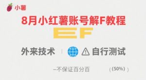 8月小红薯账号解封教程，外来技术，自行测试，不保证百分百-阳知网创资源库